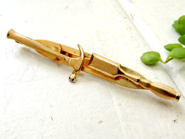 【Anson社製・大工道具モチーフ】金槌&のみ・アンティーク&ヴィンテージ・タイピン・ゴールド色