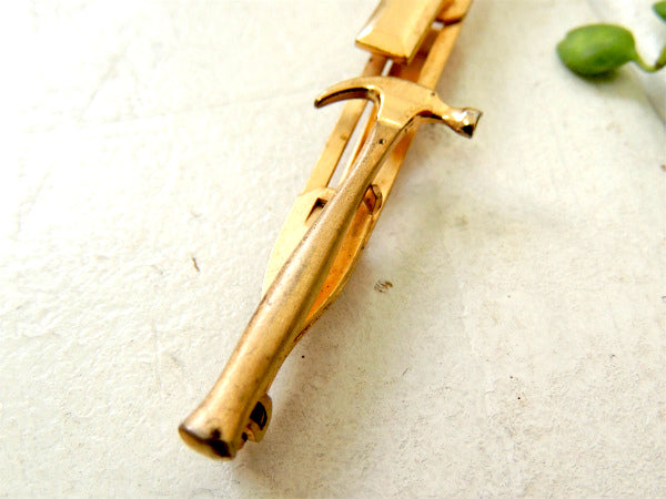 【Anson社製・大工道具モチーフ】金槌&のみ・アンティーク&ヴィンテージ・タイピン・ゴールド色