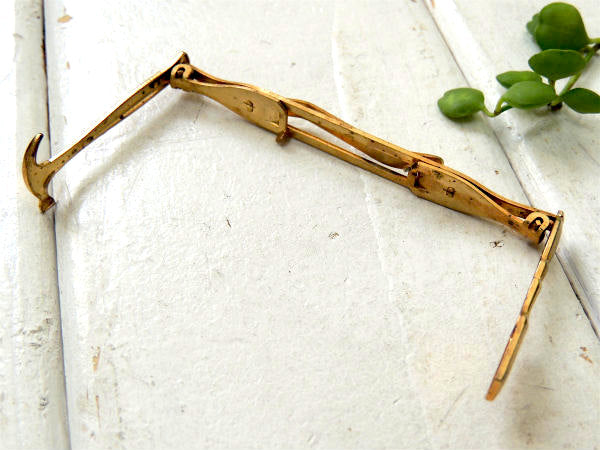 【Anson社製・大工道具モチーフ】金槌&のみ・アンティーク&ヴィンテージ・タイピン・ゴールド色