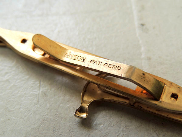 【Anson社製・大工道具モチーフ】金槌&のみ・アンティーク&ヴィンテージ・タイピン・ゴールド色