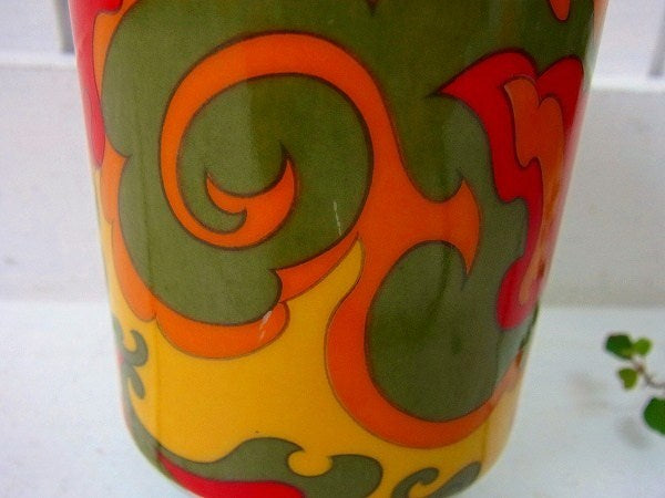 カラフルなサイケ柄・陶器製・70’sヴィンテージ・マグカップ