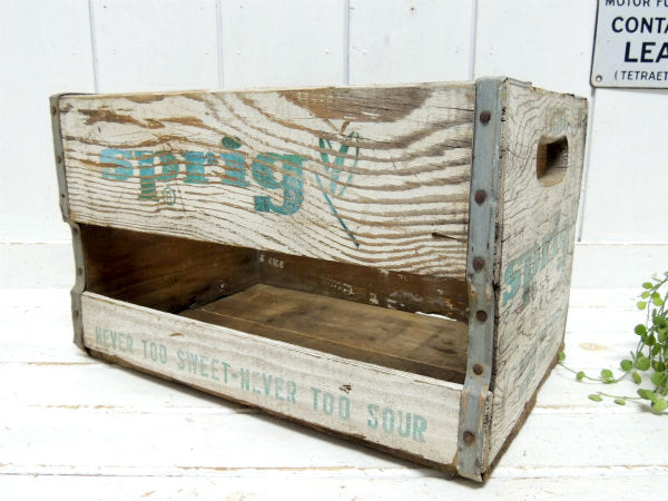 Sprig ドリンク・ホワイト・ヴィンテージ・木箱・ウッドボックス・シャビー・ガーデニング USA
