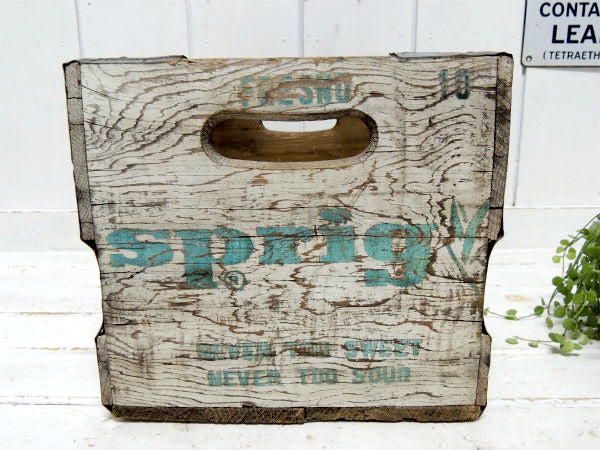 Sprig ドリンク・ホワイト・ヴィンテージ・木箱・ウッドボックス・シャビー・ガーデニング USA