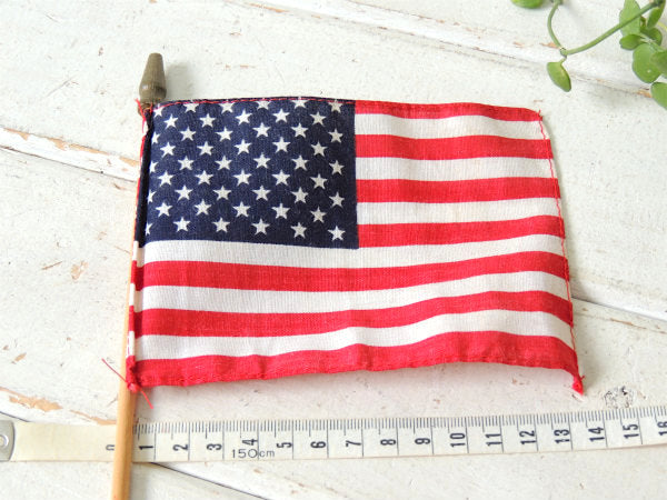 【アメリカンフラッグ】50★・USA・木製ポール付き・ヴィンテージ・アメリカ合衆国・星条旗・旗