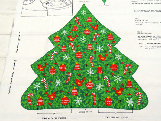 クリスマスツリー ヴィンテージ・センターピース・パネル生地・ファブリック・ハンドメイド・手芸