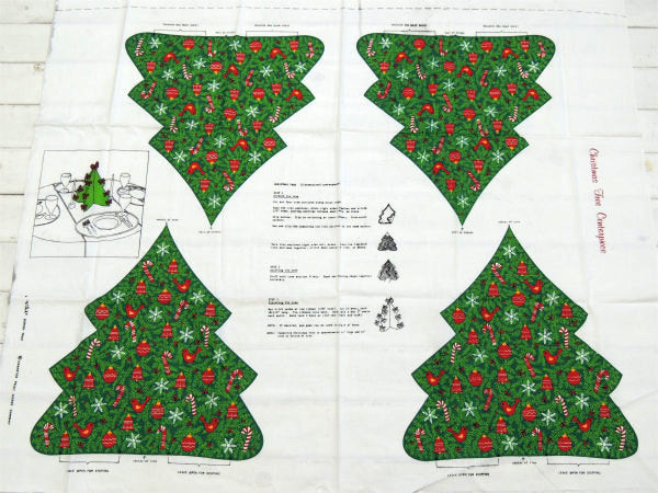 クリスマスツリー ヴィンテージ・センターピース・パネル生地・ファブリック・ハンドメイド・手芸