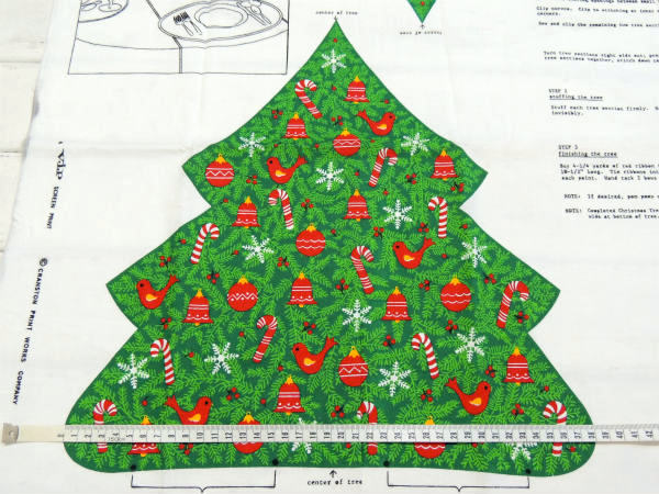 クリスマスツリー ヴィンテージ・センターピース・パネル生地・ファブリック・ハンドメイド・手芸