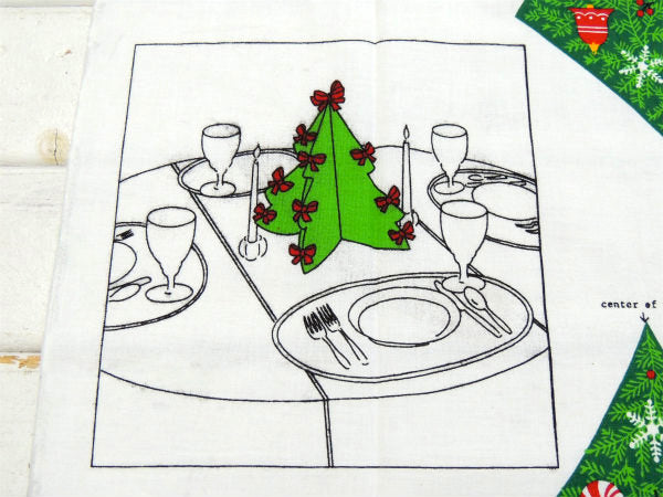 クリスマスツリー ヴィンテージ・センターピース・パネル生地・ファブリック・ハンドメイド・手芸