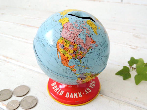 【オハイオアート社製】地球儀・ブリキ・TOY・ヴィンテージ・コインバンク・貯金箱・USA