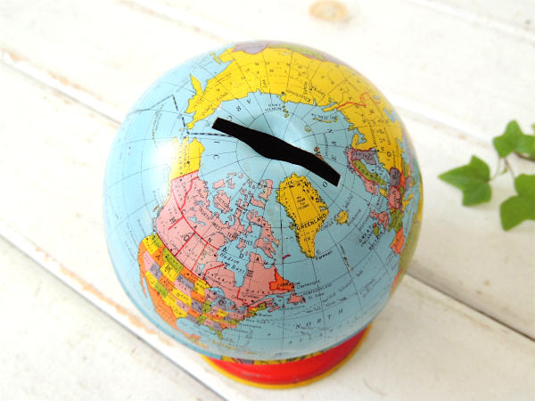 【オハイオアート社製】地球儀・ブリキ・TOY・ヴィンテージ・コインバンク・貯金箱・USA