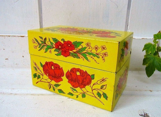 【SYNDICATE】花柄・ティン製・ヴィンテージ・レシピボックス/レシピ缶　USA