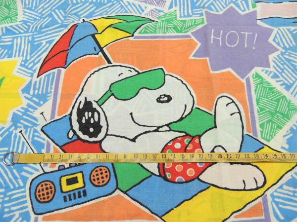 【スヌーピー】カラフルな4種類のスヌーピー柄・ヴィンテージ・ユーズド・ピロケース/枕カバー