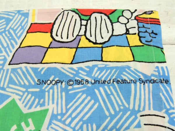 【スヌーピー】カラフルな4種類のスヌーピー柄・ヴィンテージ・ユーズド・ピロケース/枕カバー