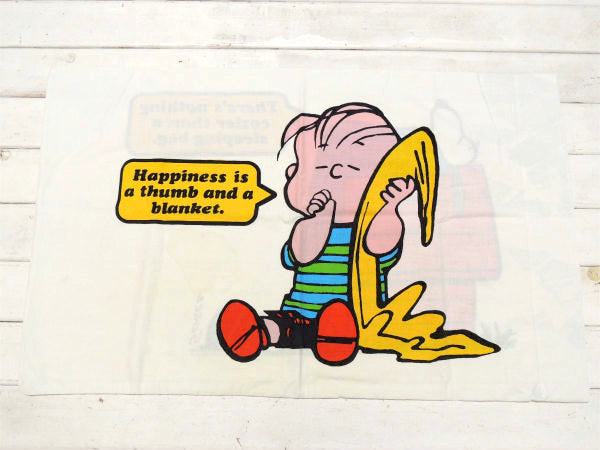 【スヌーピー&ライナス】USA!70'sヴィンテージ・ユーズド・ピロケース/枕カバー