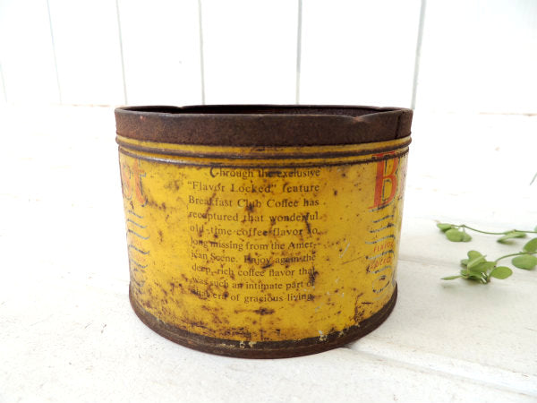 【Breakfast Club COFFEE】ブリキ製・ヴィンテージ・コーヒー缶/ティン缶/イエロー