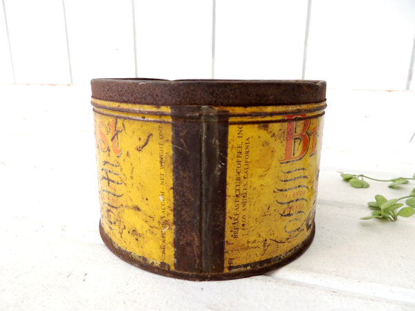 【Breakfast Club COFFEE】ブリキ製・ヴィンテージ・コーヒー缶/ティン缶/イエロー