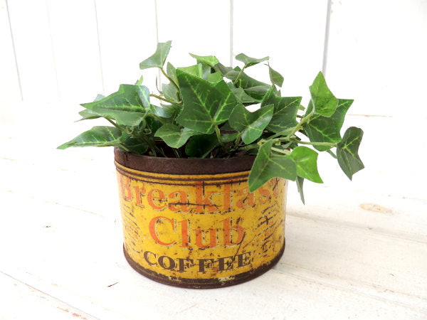 【Breakfast Club COFFEE】ブリキ製・ヴィンテージ・コーヒー缶/ティン缶/イエロー