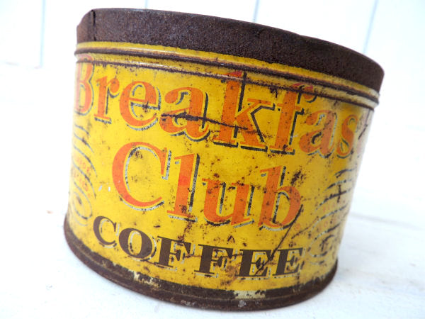 【Breakfast Club COFFEE】ブリキ製・ヴィンテージ・コーヒー缶/ティン缶/イエロー