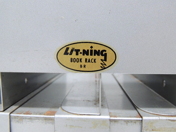 【LIT-NING】仕切り可動式・グレー色・メタル製・ヴィンテージ・書類スタンド/ブックスタンド