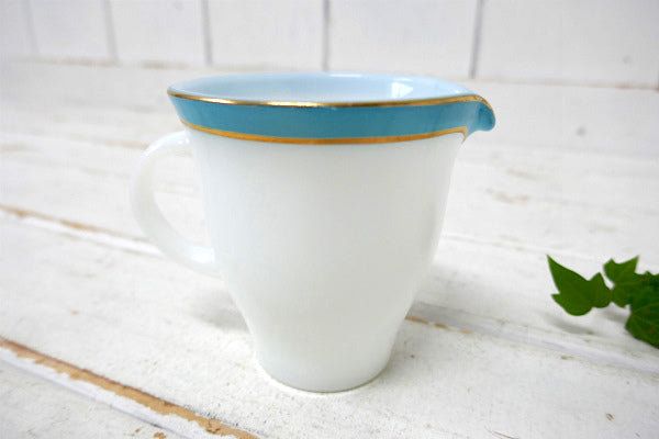 【PYREX】オールドパイレックス・ブルー&ゴールド・ストライプ・60's・シュガー&クリーマー