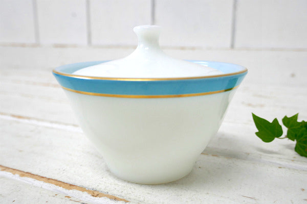 【PYREX】オールドパイレックス・ブルー&ゴールド・ストライプ・60's・シュガー&クリーマー