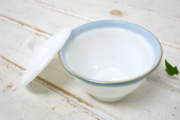 【PYREX】オールドパイレックス・ブルー&ゴールド・ストライプ・60's・シュガー&クリーマー