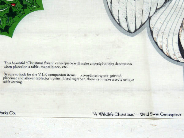 クリスマスリース&スワン ヴィンテージ・パネル生地・ファブリック・ハンドメイド・手芸 USA
