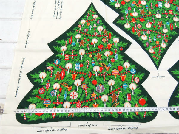 【クリスマスツリー】センターピース・ヴィンテージ・パネル生地・ファブリック・ハンドメイド・手芸