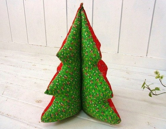 クリスマス 花柄 ハンドメイド 布製 ヴィンテージ クリスマスツリー USA アメリカンスタイル オブジェ ぬいぐるみ