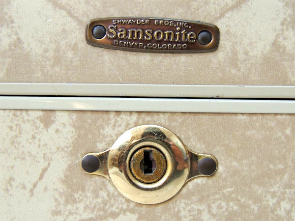 【Samsonite】サムソナイト・アイボリー色・2段・ヴィンテージ・メイクボックス/コスメボックス