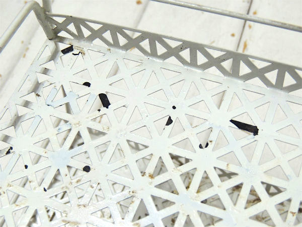 US 幾何学模様 ミッドセンチュリー・ホワイト・ビンテージ・2段 シェルフ・ウォールシェルフ・飾り棚
