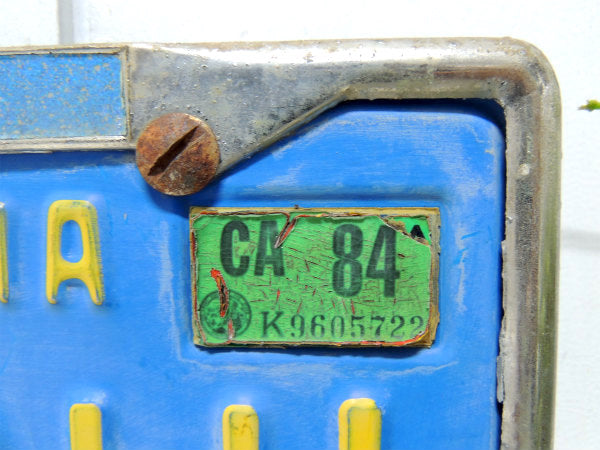 【カリフォルニア・579 PUI】ヴィンテージ・ブルー&イエロー・ナンバープレート・フレーム付き