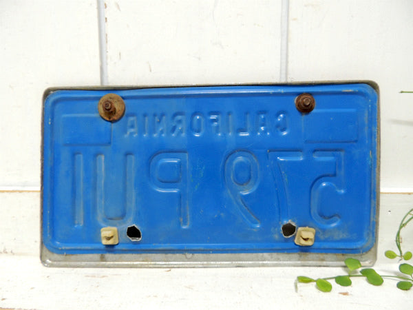 【カリフォルニア・579 PUI】ヴィンテージ・ブルー&イエロー・ナンバープレート・フレーム付き