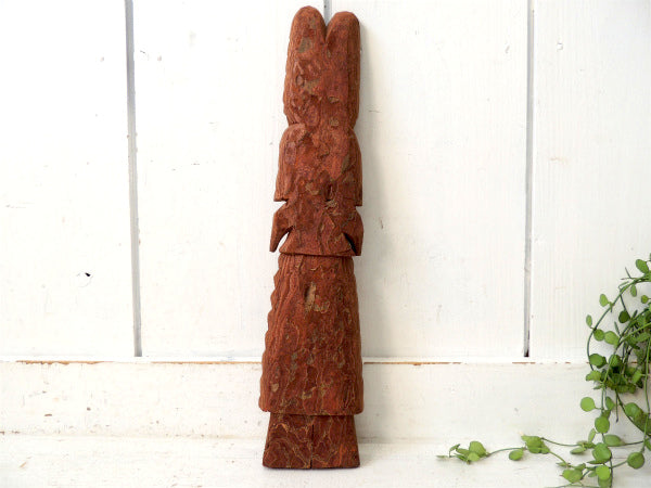 インディアン・女性と動物の木彫り・ヴィンテージ・ドール/人形/ネイティブ
