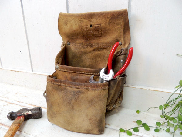 【Action】レザー製・6ポケット・ヴィンテージ・ツールポーチ・工具ベルトポーチ・ツールエプロン