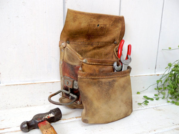 【Action】レザー製・6ポケット・ヴィンテージ・ツールポーチ・工具ベルトポーチ・ツールエプロン
