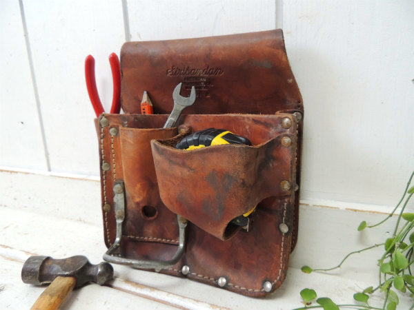 【CALIFORNIA】レザー製・7ポケット・ヴィンテージ・ツールポーチ・工具ベルトポーチ・DIY