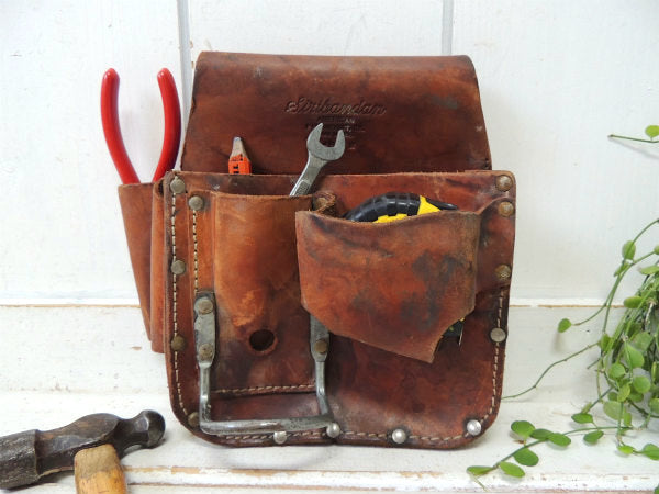 【CALIFORNIA】レザー製・7ポケット・ヴィンテージ・ツールポーチ・工具ベルトポーチ・DIY