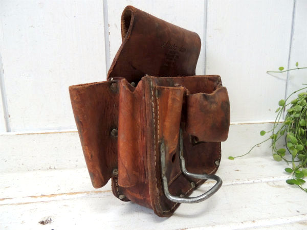 【CALIFORNIA】レザー製・7ポケット・ヴィンテージ・ツールポーチ・工具ベルトポーチ・DIY