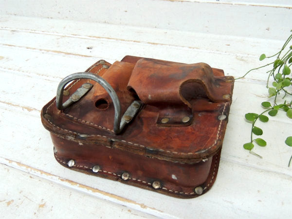【CALIFORNIA】レザー製・7ポケット・ヴィンテージ・ツールポーチ・工具ベルトポーチ・DIY