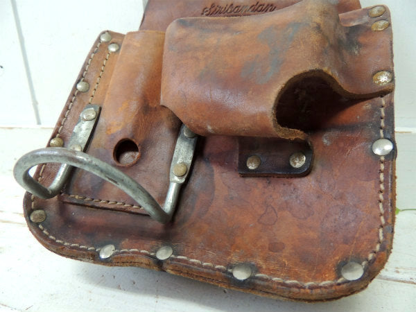 【CALIFORNIA】レザー製・7ポケット・ヴィンテージ・ツールポーチ・工具ベルトポーチ・DIY