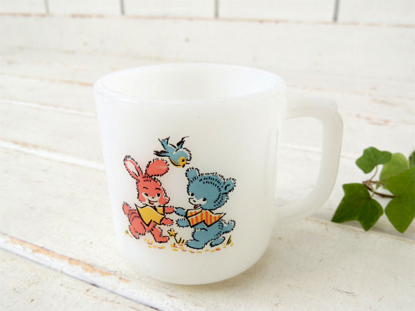 Fire King ファイヤーキング・キディミールタイム・チャイルド マグカップ うさぎ&クマ