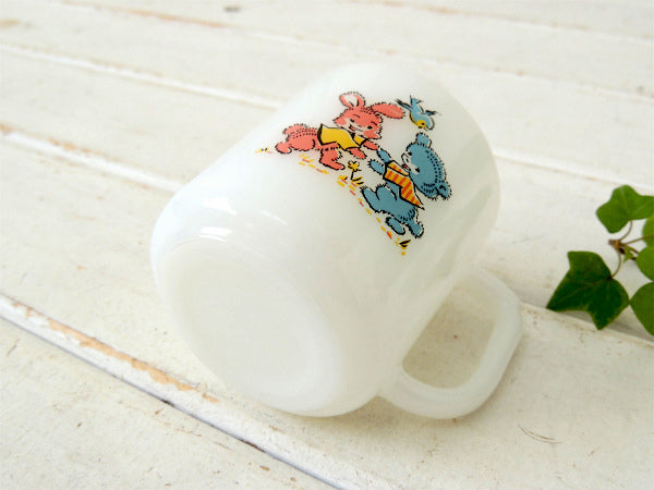 Fire King ファイヤーキング・キディミールタイム・チャイルド マグカップ うさぎ&クマ