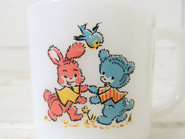 Fire King ファイヤーキング・キディミールタイム・チャイルド マグカップ うさぎ&クマ