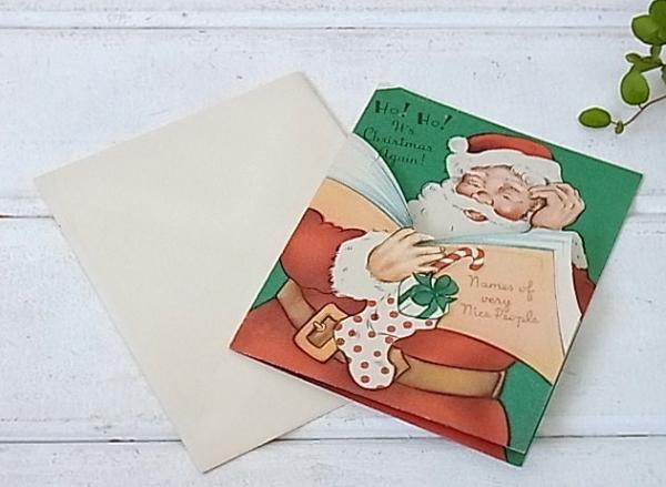 サンタクロース デッドストック  封筒付き ヴィンテージ クリスマスカード カード USA