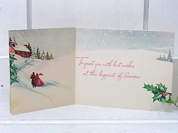 【ヒイラギ・風景】デッドストック・ヴィンテージ・クリスマスカード　USA