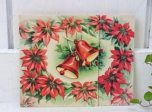 ポインセチア ベル デッドストック ヴィンテージ クリスマスカード USA