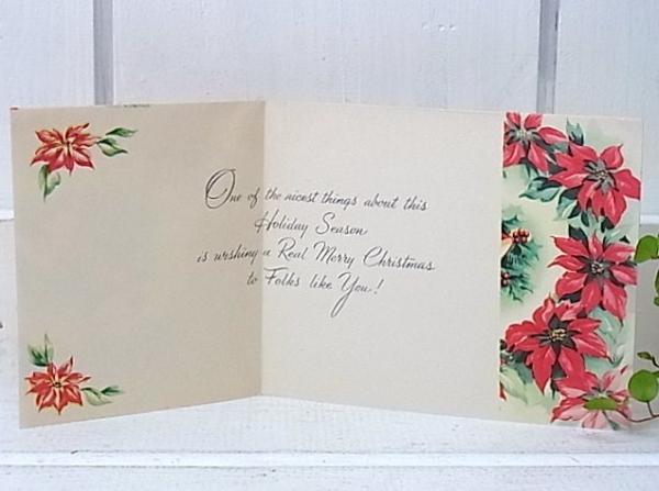 ポインセチア ベル デッドストック ヴィンテージ クリスマスカード USA