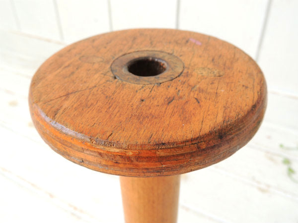【DIXSONS】工業用の大きなアンティーク・木製スプール /糸巻き/ボビン USA