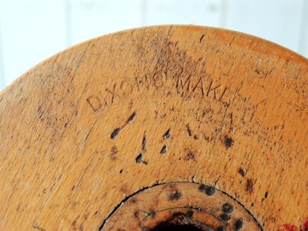 【DIXSONS】工業用の大きなアンティーク・木製スプール /糸巻き/ボビン USA